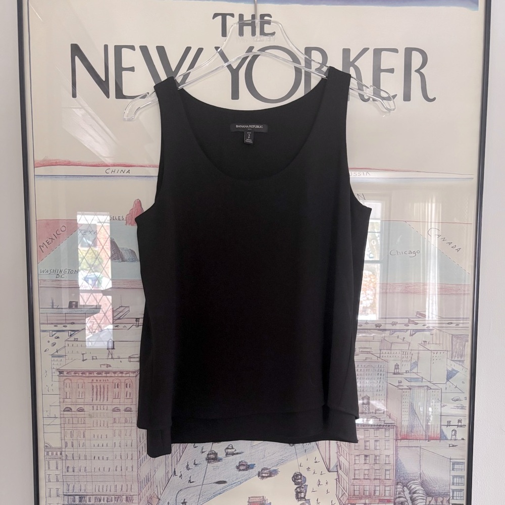 Banana Republic black dressed up tank top double layer size Small Petite